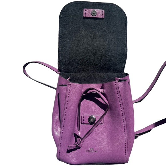 Coach Pebble Leather Convertible Derby Crossbody Backpack in Mauve - Picture 4 of 9